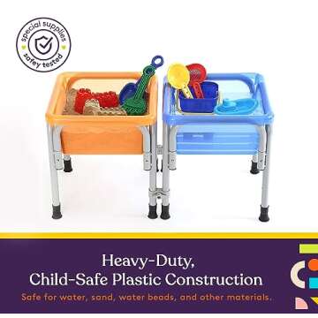 Special Supplies Sensory Activity Table for Kids and Toddlers with 2 Plastic Buckets, Easy Build Frame, and 7 Beach Toys for Interactive, Hands-On Learning Water, Sand, and STEM Play