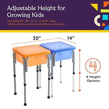 Special Supplies Sensory Activity Table for Kids and Toddlers with 2 Plastic Buckets, Easy Build Frame, and 7 Beach Toys for Interactive, Hands-On Learning Water, Sand, and STEM Play