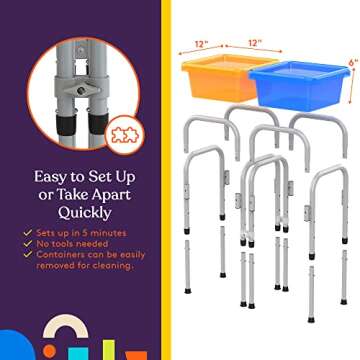 Special Supplies Sensory Activity Table for Kids and Toddlers with 2 Plastic Buckets, Easy Build Frame, and 7 Beach Toys for Interactive, Hands-On Learning Water, Sand, and STEM Play