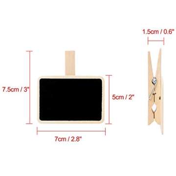 uxcell 10pcs Mini Chalkboards Signs with Clips Wood Chalkboard Tag for Weddings Party Message Board ...