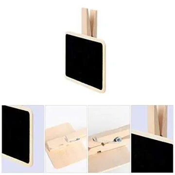 uxcell 10pcs Mini Chalkboards Signs with Clips Wood Chalkboard Tag for Weddings Party Message Board Notes Table Number Reminder Price Tag