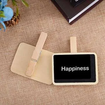uxcell 10pcs Mini Chalkboards Signs with Clips Wood Chalkboard Tag for Weddings Party Message Board Notes Table Number Reminder Price Tag