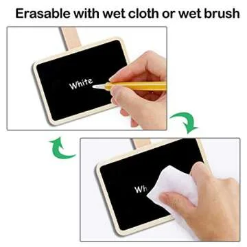 uxcell 10pcs Mini Chalkboards Signs with Clips Wood Chalkboard Tag for Weddings Party Message Board Notes Table Number Reminder Price Tag