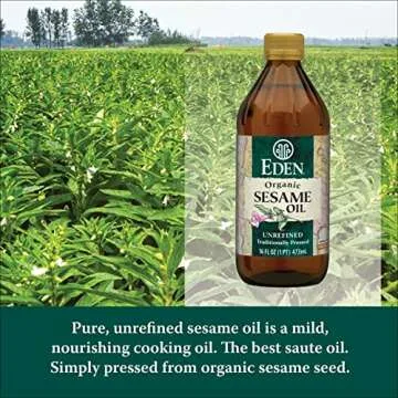 Eden Organic Sesame Oil, Unrefined, Extra Virgin, Traditionally Pressed, 16 fl oz Glass Bottle