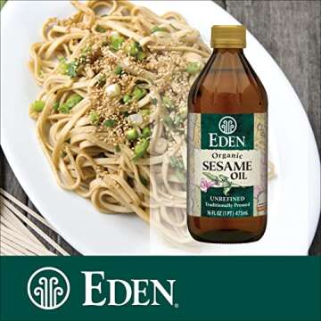 Eden Organic Sesame Oil, Unrefined, Extra Virgin, Traditionally Pressed, 16 fl oz Glass Bottle