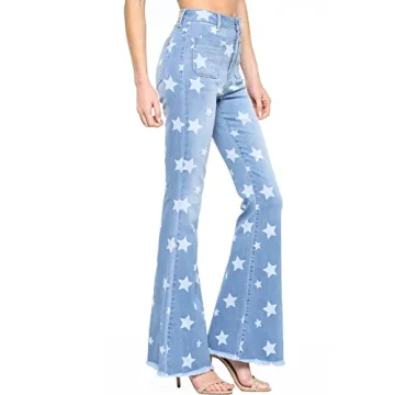 Stylish Cello Jeans High Rise Star Denim Flares for Women