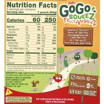 GoGo Squeez Applesauce, Apples, Strawberries & Zucchini, 3.2 Oz, 4 Ct