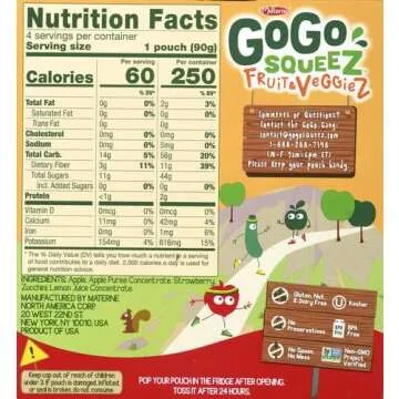 GoGo Squeez Applesauce, Apples, Strawberries & Zucchini, 3.2 Oz, 4 Ct