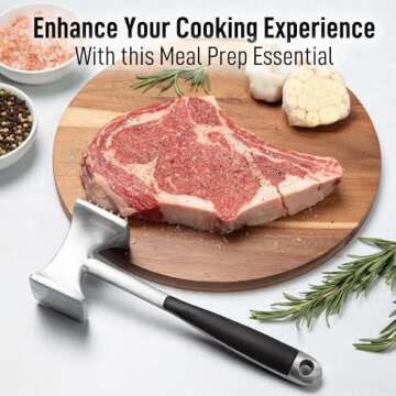 Zulay Professional Meat Tenderizer Tool - Dual Sided Meat Mallet Pounder With Comfort Grip Handle - Heavy Duty Meat Hammer Tenderizer - Meat Tenderizer Mallet & Meat Pounder - (10”) Black