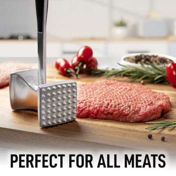 Zulay Professional Meat Tenderizer Tool - Dual Sided Meat Mallet Pounder With Comfort Grip Handle - Heavy Duty Meat Hammer Tenderizer - Meat Tenderizer Mallet & Meat Pounder - (10”) Black