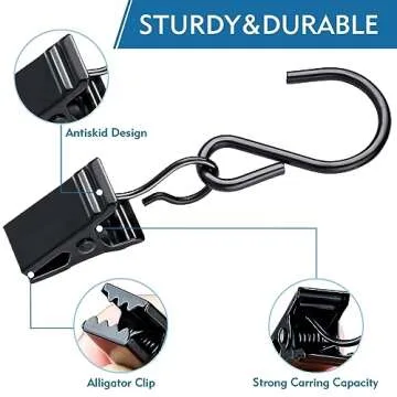 Christmas Light Clips Hanging Hooks - 50 Pack Outdoor String Light Clips - Heavy Duty Metal Camper Awning String Party Light Hook - Holiday Light Clips Hangers Canopy Tent RV Xmas Decor Clamps