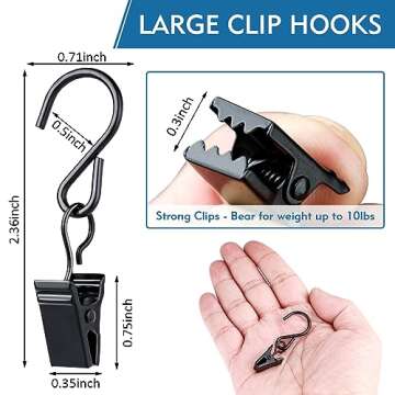 Christmas Light Clips Hanging Hooks - 50 Pack Outdoor String Light Clips - Heavy Duty Metal Camper Awning String Party Light Hook - Holiday Light Clips Hangers Canopy Tent RV Xmas Decor Clamps