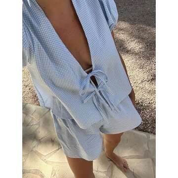Yuemengxuan Women Y2K Peplum Shirt Shorts Set - Stylish Comfort