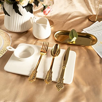 N9R 300pcs Gold Plastic Silverware for Elegant Events