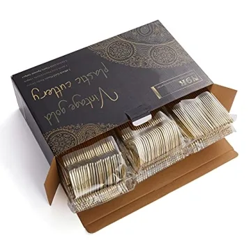 N9R 300pcs Gold Plastic Silverware for Elegant Events