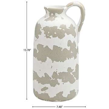 Amazon Brand – Stone & Beam Rustic Farmhouse Stoneware Jug Home Decor Vase - 14 x 6.5 x 7.5 Inches, Antique Finish