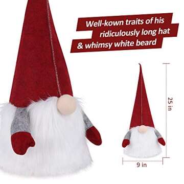 D-FantiX Gnome Christmas Tree Topper, 25 Inch Large Red Hat Swedish Tomte Gnome Christmas Ornaments ...