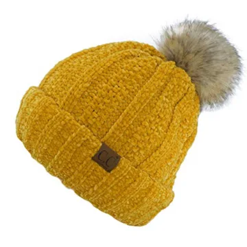 C.C Thick Cable Knit Fleece Lined Beanie - Warm & Stylish Hat