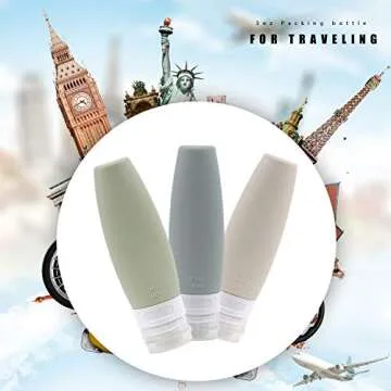 MUPIU Leakproof Silicone Travel Bottles,4-Pcs Set with TSA Approved EVA Bag, BPA Free Refillable 3 oz Containers for Traveling (90ml/ 3oz)