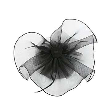 Z&X Large Fascinator Hats for Women Church Kentucky Derby Headband Clips Mesh Flower Bridal Wedding Tea Party Hat Black