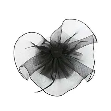 Z&X Large Fascinator Hats for Women Church Kentucky Derby Headband Clips Mesh Flower Bridal Wedding Tea Party Hat Black
