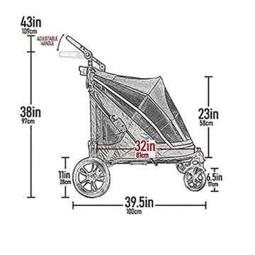 Pet Gear NO-Zip Pet Stroller with Dual Entry, Push Button Zipperless Entry for Single or Multiple Dogs/Cats, Pet Can Easily Walk In/Out, No Need to Lift Pet, Gel-Filled Tires