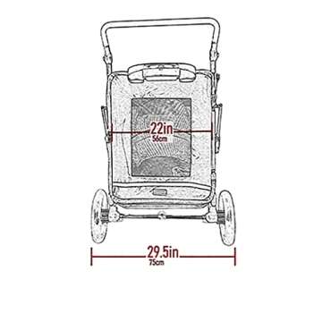 Pet Gear NO-Zip Pet Stroller with Dual Entry, Push Button Zipperless Entry for Single or Multiple Dogs/Cats, Pet Can Easily Walk In/Out, No Need to Lift Pet, Gel-Filled Tires