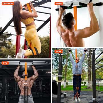 Pull Up Assistance Bands, Heavy Duty Resistance Band for Pull Up Bar, Adjustable Weight/Size with Fabric Feet/Knee Rest, Bands for Pull Up Assist for Strength Training, Pull Up Assist Band