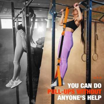 Pull Up Assistance Bands, Heavy Duty Resistance Band for Pull Up Bar, Adjustable Weight/Size with Fabric Feet/Knee Rest, Bands for Pull Up Assist for Strength Training, Pull Up Assist Band