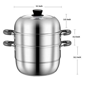 VONOTO 8.5 Quart Stainless Steel Food Steamer for Cooking and Meal Prep