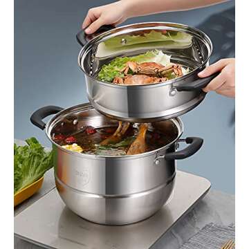 VONOTO 8.5 Quart Stainless Steel Steamer Pot for Cooking