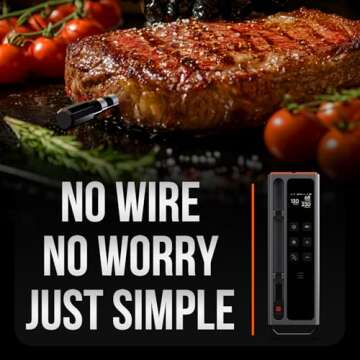 Paneceia Meat Thermometer Digital Wireless, 800FT Long Range Bluetooth Cooking Thermometer, Food The...