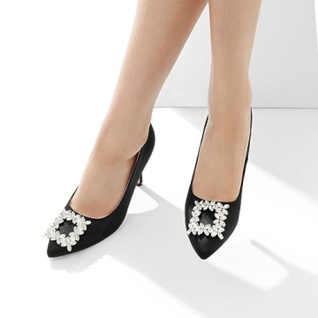 DREAM PAIRS Women's Christian-1 High Heels Wedding Rhinestone Pumps Closed Toe Stiletto Sparkly Sexy Pointed Toe Bridal Dress Shoes, Size 6.5, Black Rhinestone