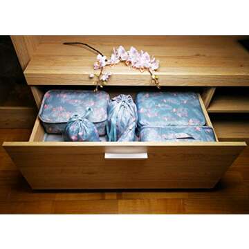 Compression Luggage Cubes for Traveling, Travel Organizer, Packing Travel Organizer Set of 8 pcs Cube Bags, Unique & Lovely Design, Durable Quality, Perfect as a Gift (Flamingo 8)