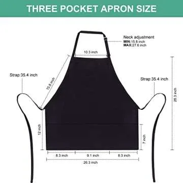 Jubatus 2 Pack 3 Pockets Adjustable Bib Apron Chef Kitchen Cooking Aprons for Women Men, Black