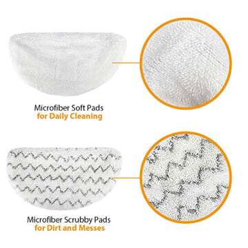Steam Mop Replacement Pads for Bissell Powerfresh Steam Mop Pads Compatible with 1940 1440 1544 Series 19402 19404 19408 19409 1940a 1940f 1940q 1940t 1940w Washable Reusable Steam Mop Pad (6-PACK)