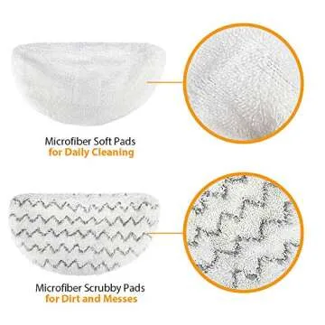 Steam Mop Replacement Pads for Bissell Powerfresh Steam Mop Pads Compatible with 1940 1440 1544 Series 19402 19404 19408 19409 1940a 1940f 1940q 1940t 1940w Washable Reusable Steam Mop Pad (6-PACK)
