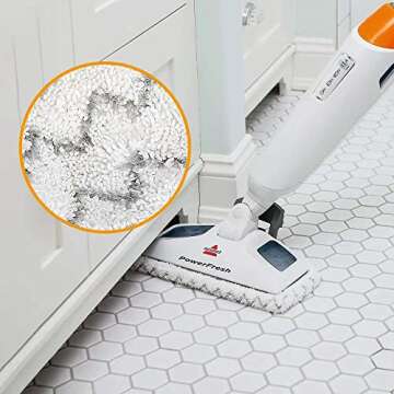 Steam Mop Replacement Pads for Bissell Powerfresh Steam Mop Pads Compatible with 1940 1440 1544 Series 19402 19404 19408 19409 1940a 1940f 1940q 1940t 1940w Washable Reusable Steam Mop Pad (6-PACK)