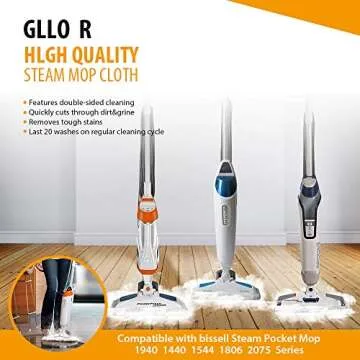 Steam Mop Replacement Pads for Bissell Powerfresh Steam Mop Pads Compatible with 1940 1440 1544 Series 19402 19404 19408 19409 1940a 1940f 1940q 1940t 1940w Washable Reusable Steam Mop Pad (6-PACK)