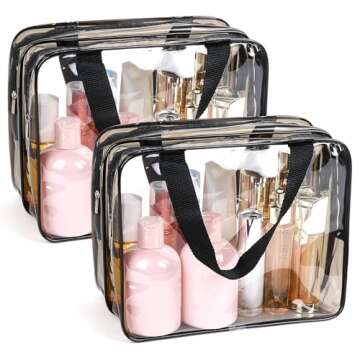 APREUTY Clear Makeup Bags Toiletry Bag, 2 pcs Large Clear Travel Bag for Toiletries, with 2 Compartm...