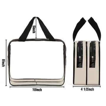 APREUTY Clear Makeup Bags Toiletry Bag, 2 pcs Large Clear Travel Bag for Toiletries, with 2 Compartments Zipper Closure Clear Travel Bags Airport Airline Compliant Bag for Portable Men Women (Black)