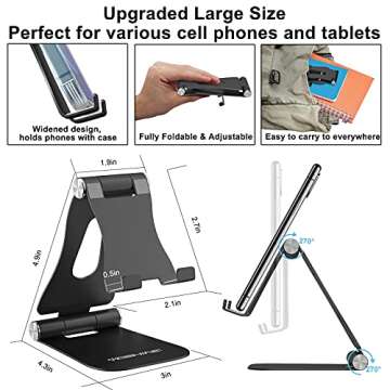 YOSHINE Cell Phone Stand, Upgraded Phone Stand for Desk, Adjustable Tablet Stand, Foldable Portable ...