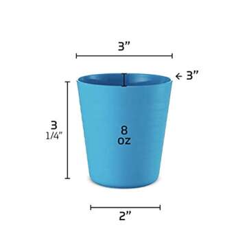 Klickpick Home Kids Plastic Cups, Set of 12 - 8 oz BPA-Free Drinking Cups Tumblers, Reusable, Dishwasher Safe, Bright Colored, Unbreakable Toddler Cups