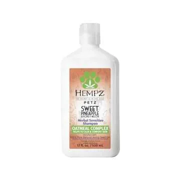 Hempz Petz, Dog Shampoo, Sweet Pineapple & Honey Melon Herbal Sensitive Shampoo, Soothing Oatmeal Complex,17 oz.