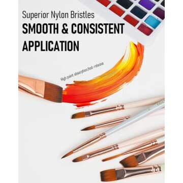 Nicpro 12pcs Artist Paint Brush Set - Nylon Bristles for All Paints