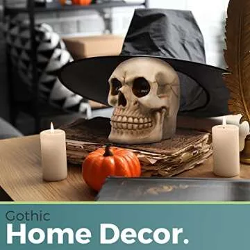 Joyvano Halloween Bookends - Skull Bookends for Shelves - Goth Bookshelf Home Decoration Decor Gothic Book Ends - Unique Bookend to Hold Books Heavy Duty - Witchy Horror Edgar Allan Poe Decor