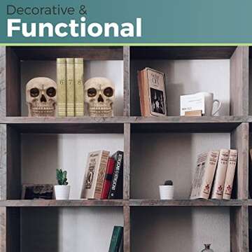 Joyvano Halloween Bookends - Skull Bookends for Shelves - Goth Bookshelf Home Decoration Decor Gothic Book Ends - Unique Bookend to Hold Books Heavy Duty - Witchy Horror Edgar Allan Poe Decor