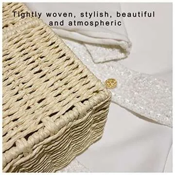 YXCXGO Women's Straw Bag Wicker Woven Basket Beach Purse Summer Purses Vacation Handbags Rattan Cros...