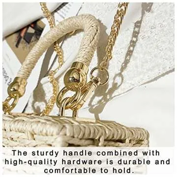 YXCXGO Women's Straw Bag Wicker Woven Basket Beach Purse Summer Purses Vacation Handbags Rattan Crossbody Bag Straw Purse