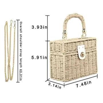 YXCXGO Women's Straw Bag Wicker Woven Basket Beach Purse Summer Purses Vacation Handbags Rattan Crossbody Bag Straw Purse
